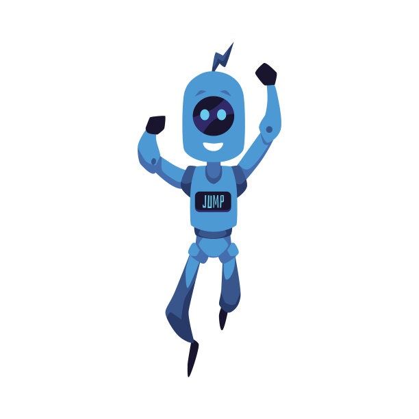 快乐的未来机器人带着屏幕跳跃图片下载