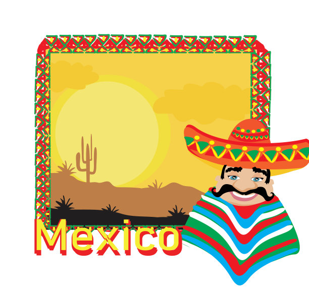 装饰框微笑墨西哥和沙漠图片下载
