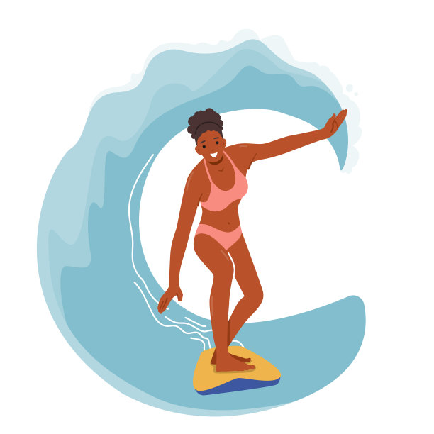 年轻女子冲浪性格在比基尼站图片下载