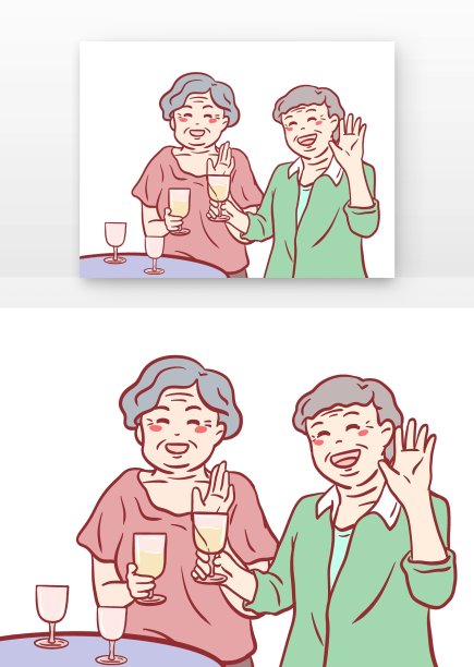 可爱老人聚餐聚会图片下载