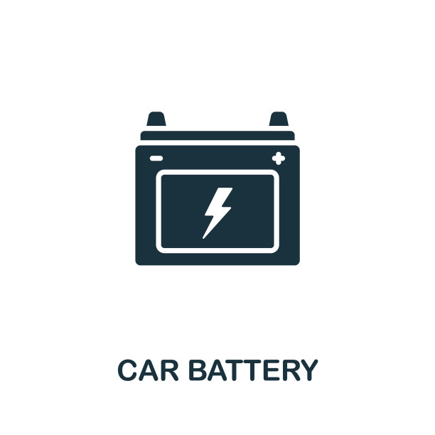 汽车电池图标单色简单线车图片下载