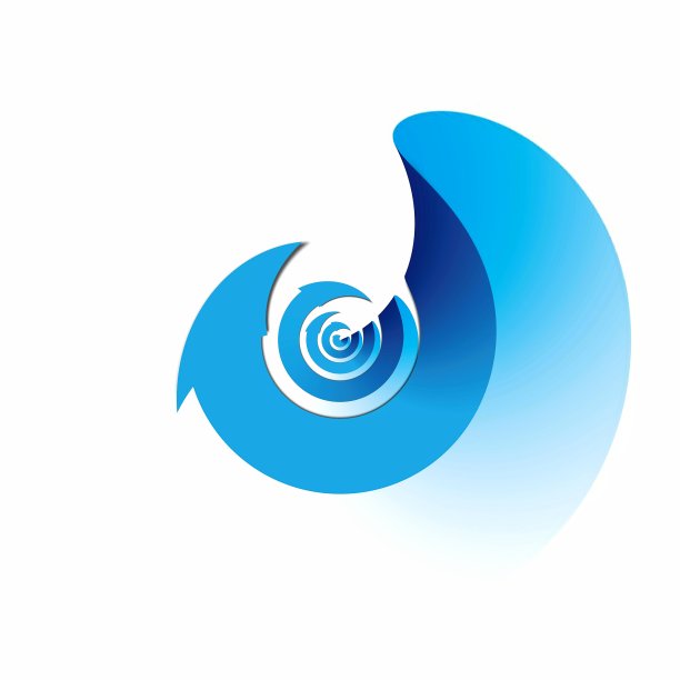 抽象的蓝色波浪在白色背景上旋转图片下载