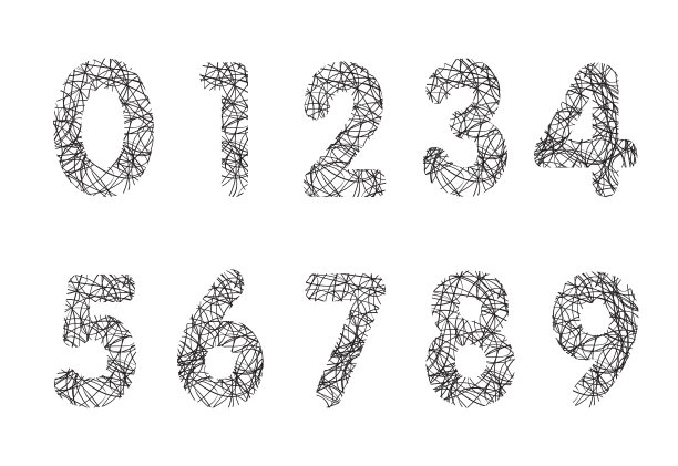 手绘数字在白色背景图片下载