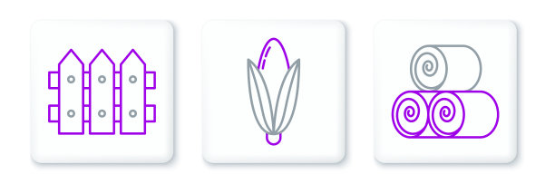 设置线卷干草花园围栏木和玉米图片下载