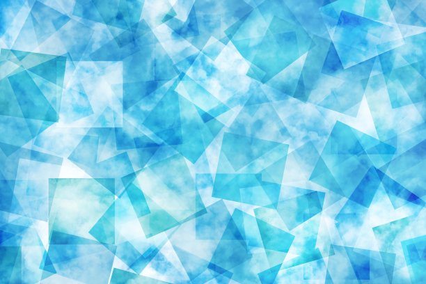 云纹理。浅蓝色和青色重叠的方块图案几何抽象背景。多云的现代艺术。生动的形状。新鲜的和寒冷的图片下载