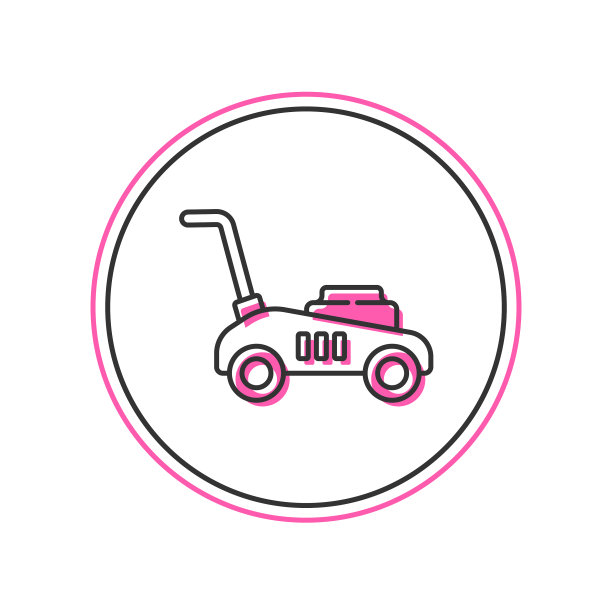 填充轮廓割草机图标孤立在白色图片下载