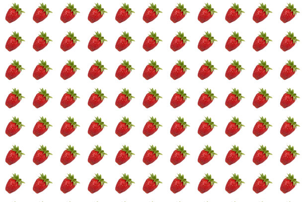 无缝的草莓质感。白色的背景上有很多甜美的成熟草莓图片下载