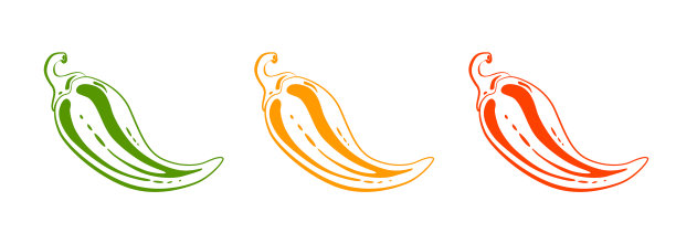 一套孤立的辣椒辣椒产品图标图片下载