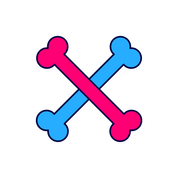 填充轮廓交叉人骨图标孤立图片下载