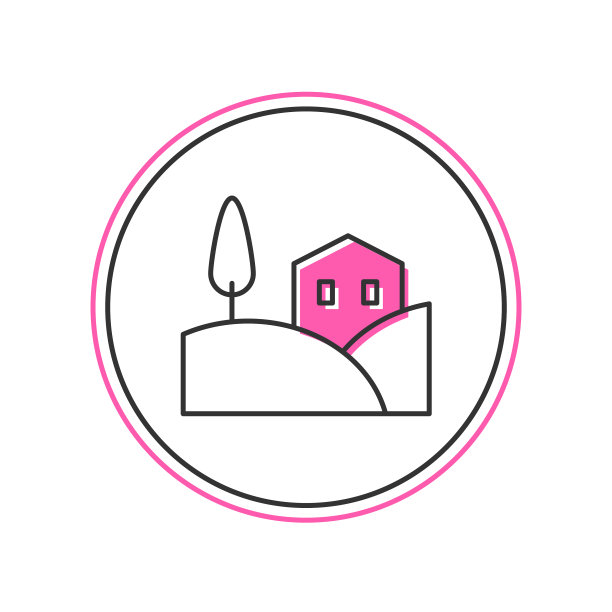 充满轮廓村景观图标孤立上图片下载