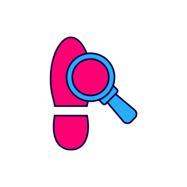 用脚印填充轮廓放大镜图片下载