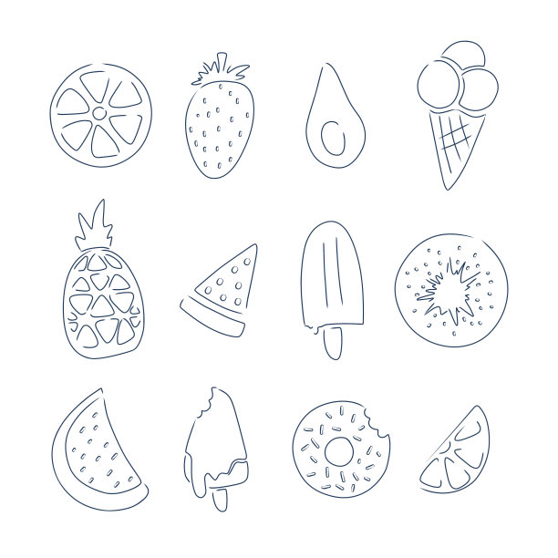 收集轮廓夏季对象水果图片下载