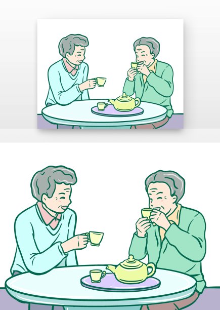 重阳节日人物老人喝茶图片下载