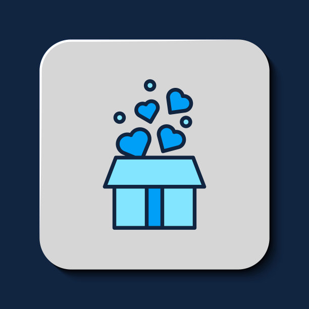 填充轮廓礼盒与心图标孤立图片下载