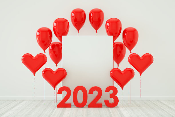 2023新年，空框，气球，圣诞节背景图片下载