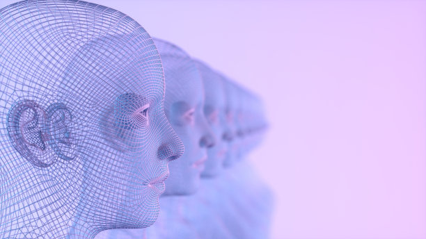 三维有线形状的半机械人人工智能图片下载