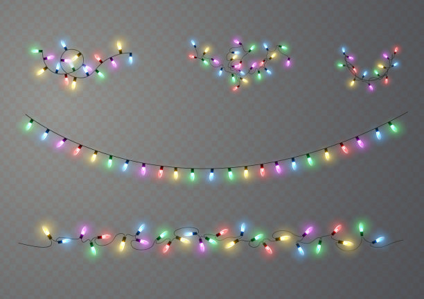 圣诞彩灯彩灯灯泡辉映成花环图片下载