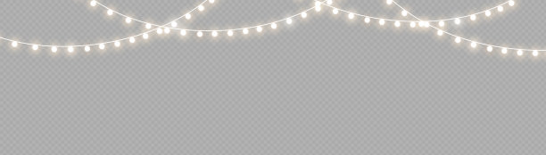 圣诞灯金色灯泡发光的花环图片下载