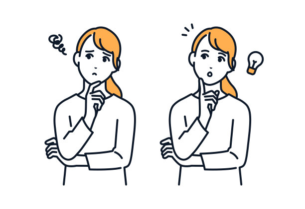 矢量插图材料的一个担心的女人和一个女人谁解决了她的问题图片下载