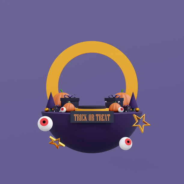 万圣节背景与产品展示平台。产品展示的几何平台。三维演示图片下载