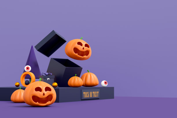 万圣节背景与产品展示平台。产品展示的几何平台。三维演示图片下载