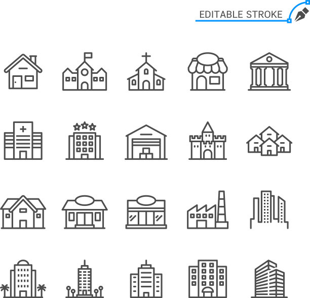 建筑线条图标图片下载