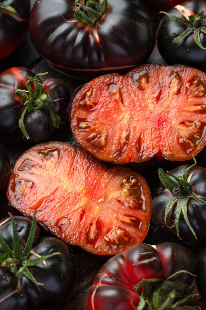 新鲜采摘的有机黑美人番茄图片下载