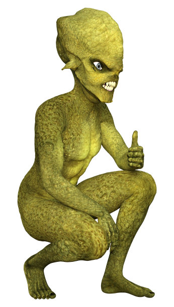 3D渲染绿色外星人在白色图片下载