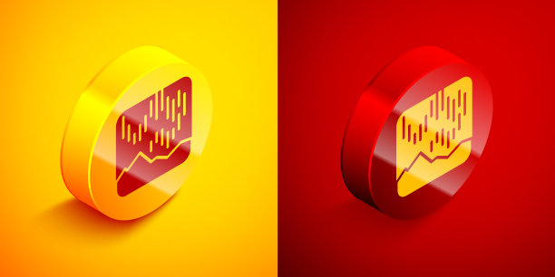 等距北极光图标孤立在橙色上图片下载