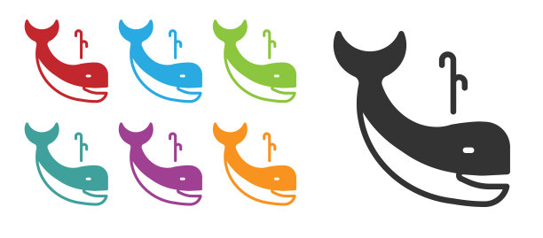 黑鲸图标孤立在白色背景设置图片下载