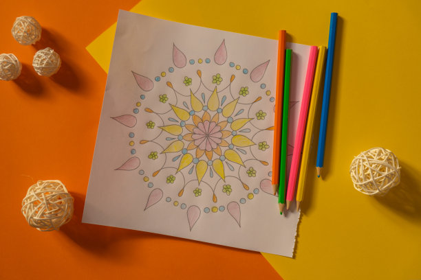 曼荼罗抗压力页面，以对抗压力。放松，爱好，心理健康和艺术治疗。涂色页面的冥想过程。艺术的自我表达图片下载