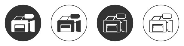 黑色电影相机图标孤立在白色图片下载