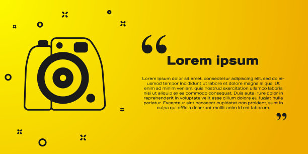 黑色照片相机图标孤立在黄色图片下载