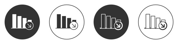 黑色金融增长下降图标孤立上图片下载