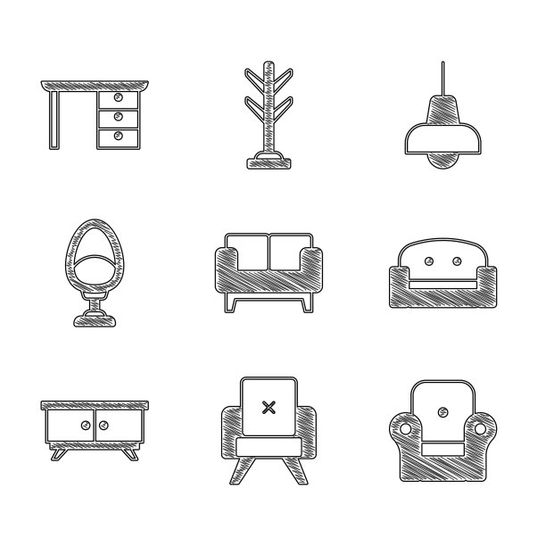 设沙发扶手椅家具床头柜灯图片下载