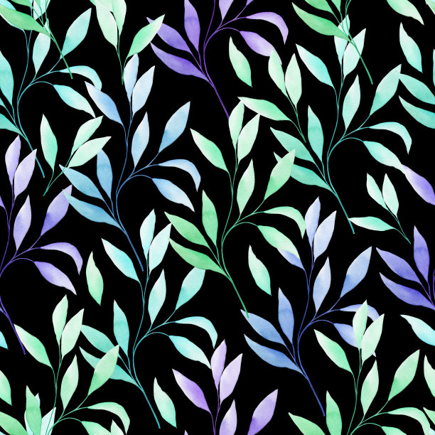 透明桉树叶无缝水彩图案。在孤立的背景上手绘树枝插图。无尽的织物和壁纸背景。图片下载