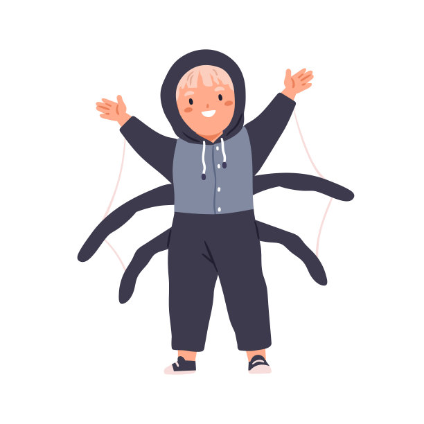 可爱的小男孩伪装成蜘蛛嘉年华的服装图片下载