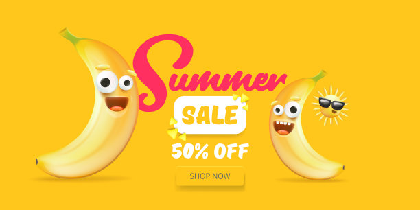 夏日促销用卡通搞笑横条幅图片下载