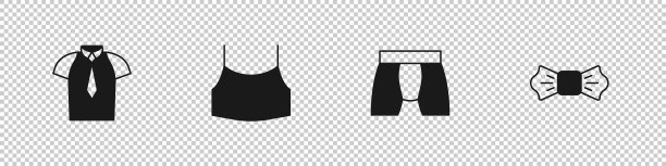 套装衬衫，女性露脐上衣，男性内裤和蝴蝶结图片下载
