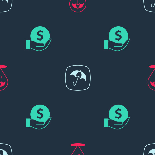 将伞和钱与盾无缝衔接图片下载