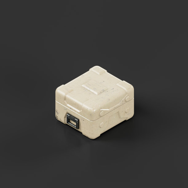 军用塑料箱。弹药和军事装备箱，3d渲染图片下载