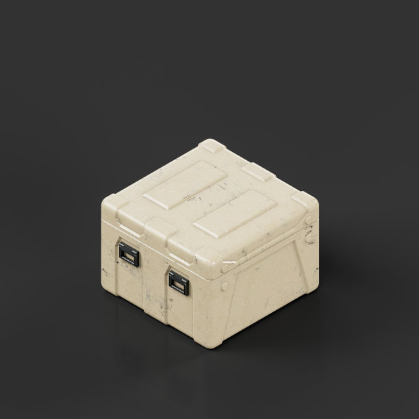 军用塑料箱。弹药和军事装备箱，3d渲染图片下载