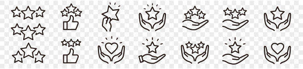 星评级评论星在手矢量线图标图片下载