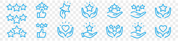 星评级评论星在手矢量线图标图片下载