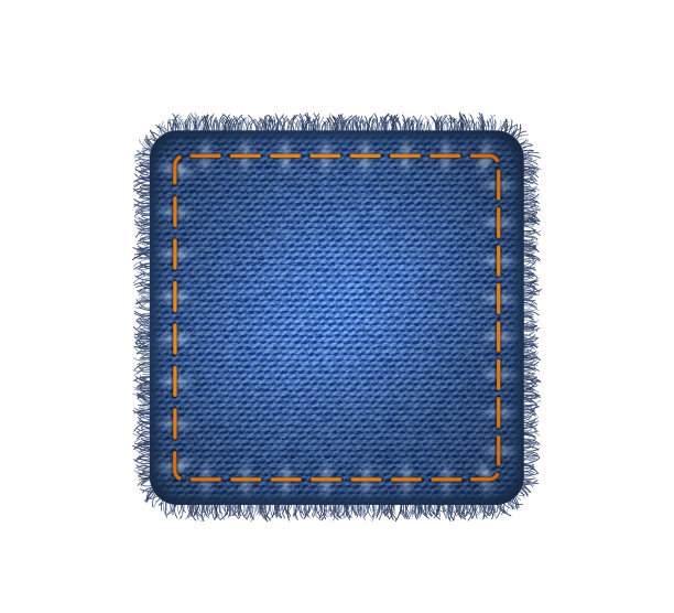 方形补丁的蓝色牛仔布质地。现实的坚固棉布斜纹牛仔牛仔裤标签面料图片下载