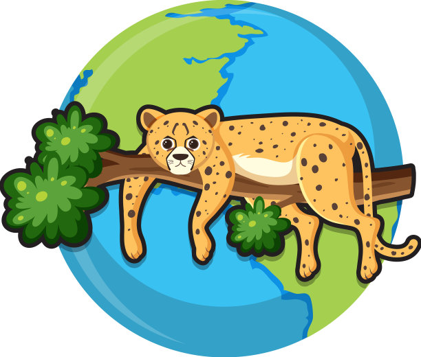 十二月猎豹日图标在白色背景图片下载