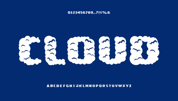 字符集的符号以卡通云的形式出现。图片下载