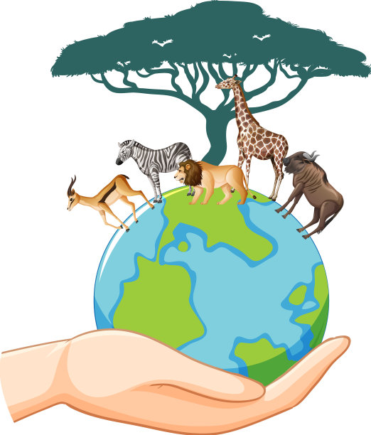 地球上的动物图标在白色背景图片下载