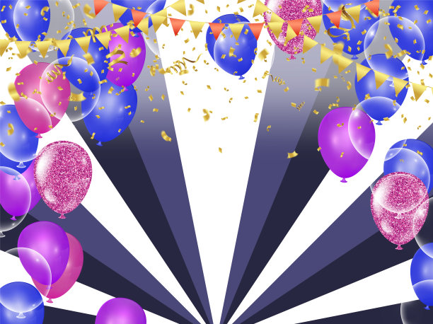 盛大的开幕卡设计与气球紫色图片下载