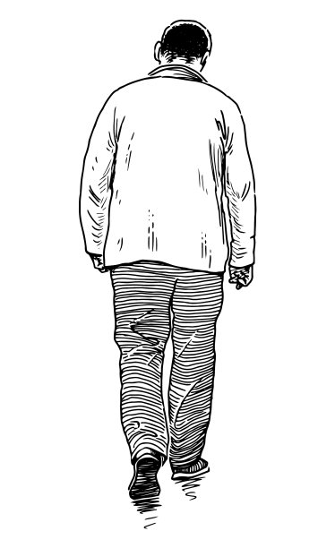 手绘休闲城镇的人走在户外图片下载